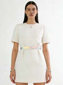 1条女士可爱甜美Y2K小花镂空塑料细腰带 - A - 查看 1