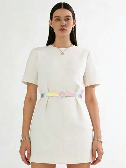 1条女士可爱甜美Y2K小花镂空塑料细腰带