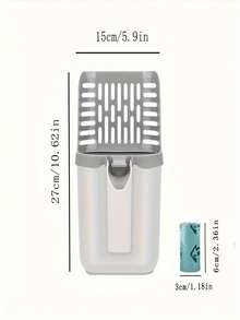 4 Rolls Garbage Bags, 2pcs Set (Combo: 1pc Litter Scoop + 1 Roll Garbage Bags), Litter Scoop With Garbage Bag Holder, Plastic Litter Box Cleaning Tool, Suitable For All Cat Breeds, Pet Supplies - Multicolor - View 3