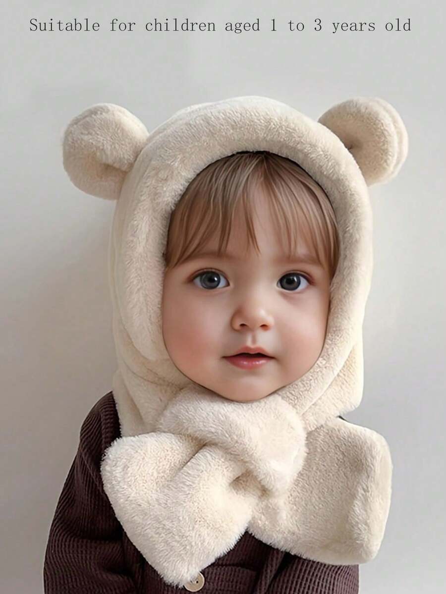 兒童帽子與圍巾套裝,可愛迷人,加厚款,適用於男孩與女孩,適合1-3歲嬰兒,秋冬季節 - 彩色 - 查看 1