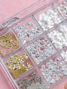 12 Grades Kit de Encantos de Unhas com Flor Branca 3D com Decorações de Borboleta e Laço Dourado/Prata, Pérolas Meia-Lua AB, Mini Contas Douradas/Prateadas - Suprimentos de Arte de Unhas Brilhantes para Unhas Acrílicas, Capas de Telefone, Artesanato em Resina, Joias e Artesanato DIY, Perfeito para Amantes de Manicure e Uso em Salão - Multicolorido - Visão 9