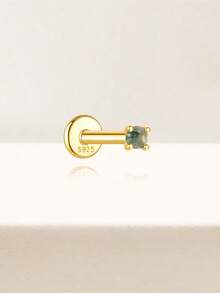 1件925纯银极简玛瑙耳钉，扁平耳夹耳环，优雅饰品，适合日常佩戴、婚礼、订婚等场合 - 金色 - 查看 5