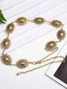 1pc Personalized Geometric Circle Single Layer Body Chain, Simple Punk Metal Waist Chain - Multicolor - View 6