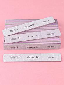 3Pcs/5Pcs/10Pcs Diamond Nail Files, Durable Double-Sided Manicure Files, Rectangular Nail Care Tools - Light Grey - View 1