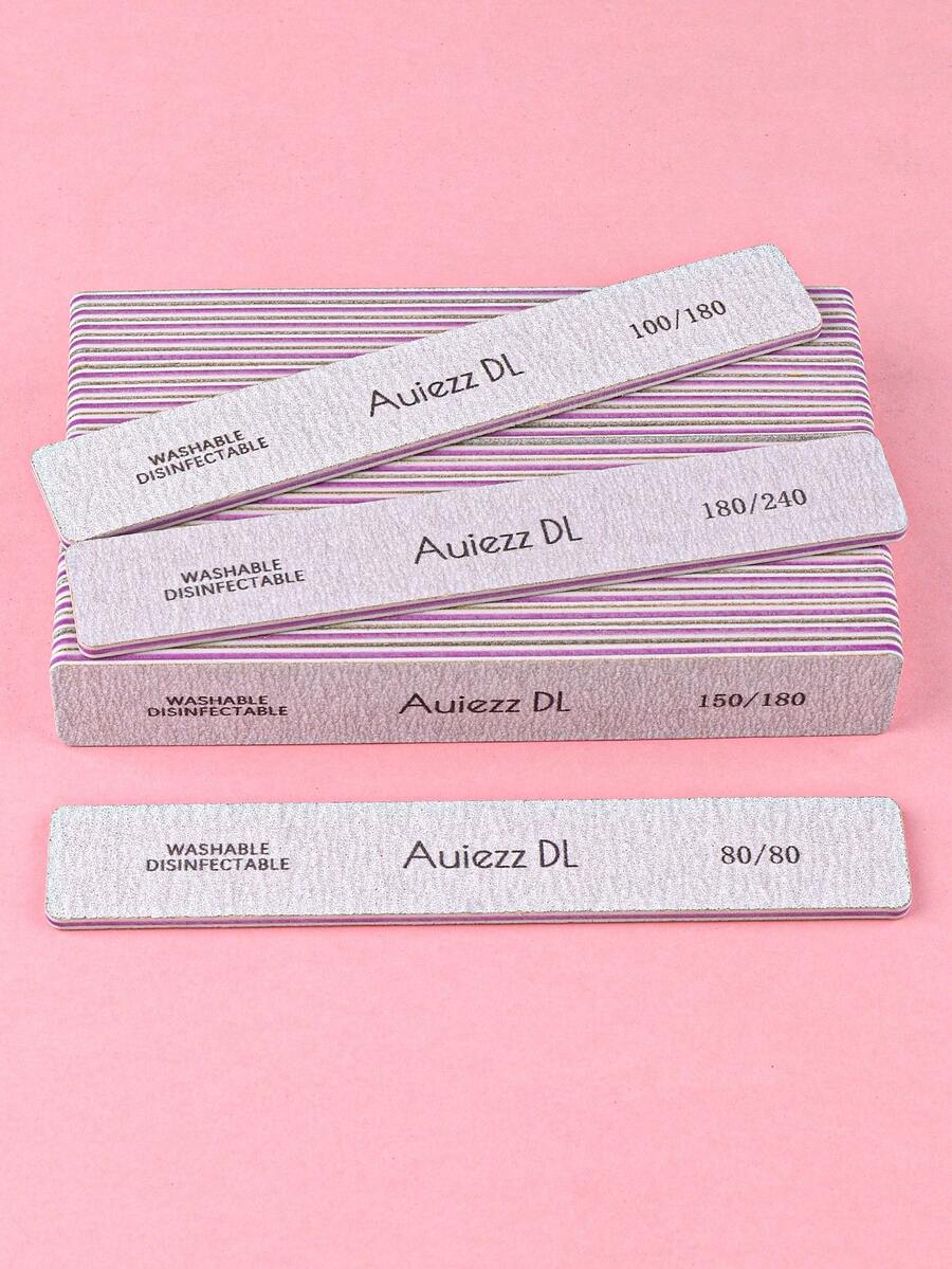 3Pcs/5Pcs/10Pcs Diamond Nail Files, Durable Double-Sided Manicure Files, Rectangular Nail Care Tools - Light Grey - View 1