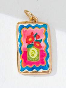 不锈钢链项链，配可替换吊坠 - 夏季彩色印花吊坠，可用于DIY项链、手链 - 基础款链项链，附赠配套吊坠 - 度假风波西米亚风女式首饰配件 - 彩色 - 查看 26