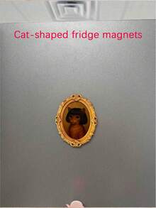 1pc Wooden Photo Frame Fridge Magnet - Vintage Oval Refrigerator Decor Magnet, Home Decor! - Multicolor - View 3