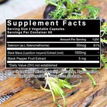 Extracto de maca negra 1000 mg, que contiene pimienta negra, aumenta la energía, favorece la resistencia y la vitalidad, suplemento nutricional - 120 cápsulas - Ver 2