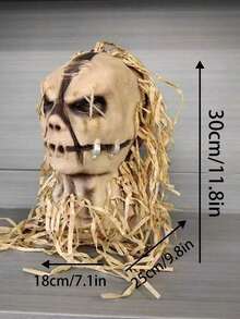 1pc Jute Bag Straw Man Mask Haunted House Escape Room Drama Bar Party Costume Latex Headpiece For Party Wear And Photo Props - 1 YEAR - View 4