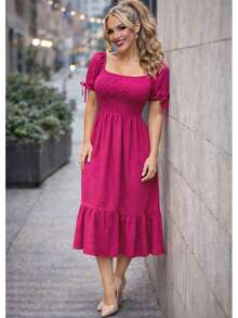 Women Long Dresses - Hot Pink - View 4