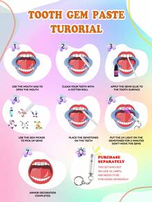 328pcs Tooth Gem Kit, DIY Crystals Jewelry Kit, 6 Grids Gem 6 Shapes Professional Cool Tooth Gems, And Easy To Get Started(NO Glue&Lamp) - White AB - View 8