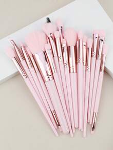 Conjunto de 20 pincéis profissionais para maquiagem facial, incluindo pincéis para pó, corretivo, sombra, sobrancelha e lábios. Ferramentas de beleza com diversos formatos e tamanhos, ideais para todos os tipos de contornos faciais e para iluminar o rosto. - Multicolorido - Ver 2