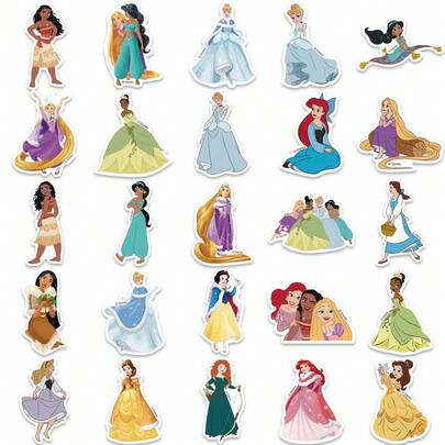 52 prinsessenstickers, prinsessenstickers, feestartikelen met koninginnenthema, cartoonstickers van een prinses, waterdichte stickers, stickers geschikt voor boeken, agenda's, telefoonhoesjes, laptops, tablets, waterflessen, ideaal voor de feestdagen, verjaardagscadeaus of beloningen, cadeaudecoratie, scrapbookbenodigdheden, briefpapier, grappige stickers