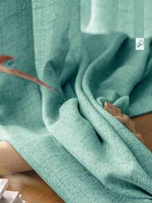 1件日式亚麻窗帘，简约米色搭配棕色点缀，杆袋式设计，适用于客厅、阳台和卧室装饰，客厅窗帘，卧室窗帘，多场景装饰窗帘 - 水藍色 - 查看 4