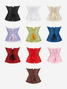 Plus Size Women Vintage Jacquard Shapewear, Bustier Style Shaping Lift Bra Top, Suitable For Evening Gala, Wedding, Halloween And Other Occasions - Multicolor - View 11