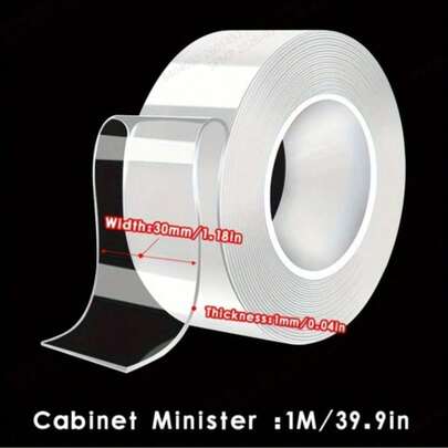 1 Roll Nano Double-Sided Adhesive Tape, Transparent Invisible Reusable Washable, Strong Adhesive Suitable For Home & Office Hanging