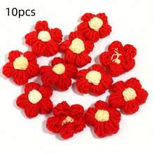 10个钩针花朵贴花 - 手工编织纱线花朵，颜色多样（粉色、黄色、橙色、紫色、绿色），适用于DIY工艺品、发带、帽子和服装配饰，钩针编织用品 - 多色 - 查看 12