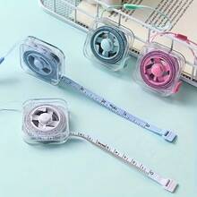 1pc 2m/6ft Cute Mini Soft Tape Measure, Portable With Retractable Lock And Clear CM/Inch Markings - Suitable For Sewing, Home, Waist, Bust, Height Measurement - , Easy To Store, Wipe-Clean Transparent Case With Hanging Loop - Tape Measure - View 2