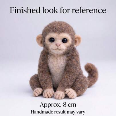 1Set Animal Needle Felting Kit, Felting Kits For Beginners Adult With Step-By-Step Tutorials, Monkey DIY Felting Kit, Cute Funny Home Decorative Ornaments, Birthday Valentine's Day And Easter Novelty Gifts
