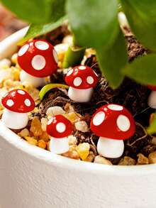 20pcs/10pcs/1pc Mini Red Resin Mushrooms, Realistic Mini Mushroom Decor, Fairy Garden Supplies, Small Mushroom Miniature Model Landscape Craft Accessories, Suitable For Garden Bonsai Micro Landscape Crafts And DIY Home Dollhouse Handmade Decoration - A - View 4