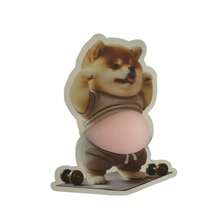 3D Sticker 1pc/2pcs/5pcs Creative Fried Chicken, Corgi, Puppy Belly Stickers, Cute Decorative Stickers - Grey - View 7