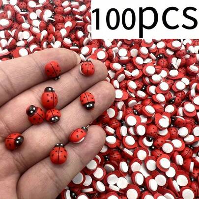 100个迷你瓢虫装饰品，3D树脂瓢虫贴纸，可爱红色昆虫贴花，适用于DIY手工、剪贴簿、美甲、家居装饰