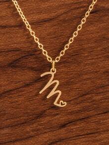 1件装26字母设计心形吊坠项链，母亲节礼物，送朋友的礼物 - 款式1 - 查看 23