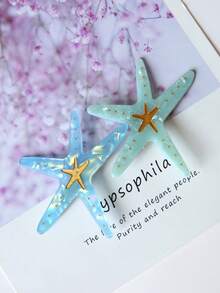 可爱海星发夹，海洋风女孩侧夹，夏季海滩海洋元素优雅发饰 - 彩色 - 查看 6