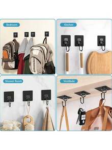 20/1pc Black Traceless Hooks Multifunctional Wall Strong Adhesive Hook Clothes Hook Bathroom Kitchen Accessories - A - View 5