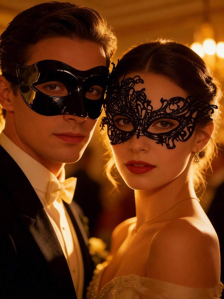 2 chiếc mặt nạ ren, mặt nạ mắt ren gợi cảm, mặt nạ nửa mặt hình phượng hoàng bằng kim loại kiểu Venice, trang phục hóa trang cho Halloween, lễ hội Carnival, tiệc hóa trang, kiểu đen. - Nhiều màu - Xem 1