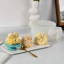 1个玫瑰翅膀天使蜡模，跨境DIY贝壳睡眠婴儿石膏小雕像硅胶模具 - 白色 - 查看 7