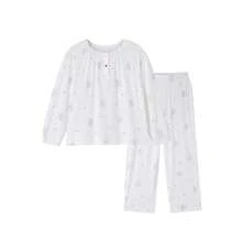 Annil 女童弹力可爱时尚宽松睡衣套装，春季新品 - 白紅花 - 查看 6