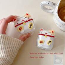 1pc Cat Ear Case, Cartoon Protective Cover Compatible With Apple 3/4, Pro 2, Pro 3, Random Orientation - Multicolor - View 3