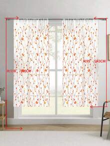 1 tấm rèm voan thêu họa tiết hoa, có khe luồn thanh treo, chống tia UV, thoáng khí, chất liệu polyester, không có lớp lót, thích hợp cho phòng khách, phòng ngủ, phòng ăn. - Màu Cam cháy - Xem 35