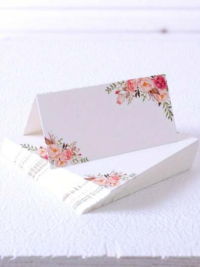 10/30张花卉餐桌座位卡，粉色牡丹帐篷卡，水彩花卉婚礼或派对座位卡，非常适合桌面装饰、餐具摆放和婚礼装饰