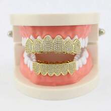 THATBOY 男女通用嘻哈风牙套套装，银色可拆卸上下牙饰，时尚牙科配件 - 牙齒 - 查看 14