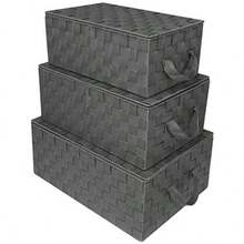Storage Bins - Woven Lid Baskets Grey - View 8
