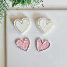 Set de 2 moldes cortadores de arcilla polimérica con forma de corazón, herramienta para hacer manualidades de joyería y colgantes DIY - Blanco - Ver 1