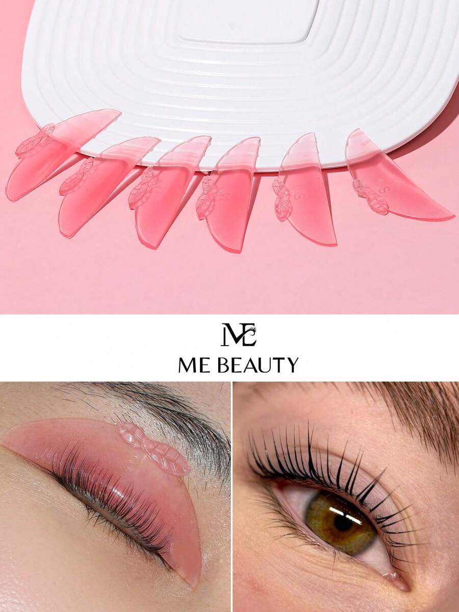 3 Pairs Korean Lash Lift Pads, Step 1 Perm Only To Soften Eyelashes Self Adhesive Reusable Eye Patches Multi-Functional Eyelash Lift Kit - Pink - View 1