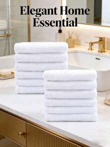 25*25cm Cotton Hotel/Kitchen Absorbent White (Thin) Washcloth, Motel Hand Towel, Multi-Purpose Facial Towel, 5pcs/10pcs Set - White - View 8