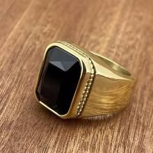 1枚不锈钢戒指，镶嵌矩形立方氧化锆石 - 4颗彩色玻璃石，简约时尚配饰，送给妈妈、朋友、同事的绝佳礼物 - 戒指 - 查看 27