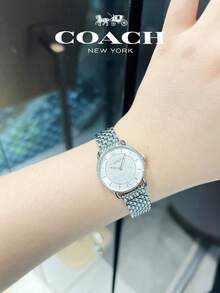 Coach ELLIOT Series Women's Watch, Silver Tone Case Silver Stainless Steel Band Silver Sand Dial - Silver - View 6