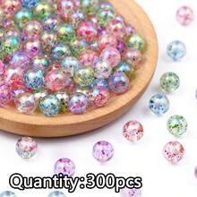300-1000pcs Acrylic Beads, Transparent Coated Iridescent Round Beads, DIY Jewelry Making Materials For Necklace, Bracelet, Earrings, Pendant - DIY - View 9