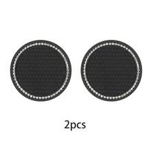 Bộ 2 đế lót ly ô tô, đế lót ly trang trí sáng bóng, đế lót ly silicon chống trượt đa năng cho ô tô, phụ kiện nội thất ô tô, bộ đế lót ly tròn bằng cao su đính đá pha lê mềm 7cm/2.75 inch, phụ kiện nội thất ô tô. - A - Xem 11