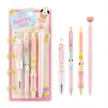 4支/套 中性色圆珠笔，卡通风格，高品质ins风流畅速干0.5mm黑色圆珠笔，学生适用，返校用品 - 卡通筆套裝 - 查看 15
