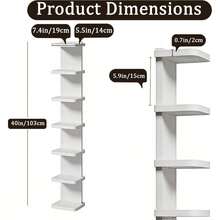 Shelves For Wall, Versatile Tier Wall Shelf Unit, Floating Shelves Wall (Round Corner), Vertical Lack Wall Shelf Bedroom, Vanity, Living Room, Home Decor Makeup Organizer Display, White - 白色 + 7 層 - 查看 6