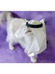 1pc 13cm Diameter Pet Headscarf Hat, Handmade Sun Protection Windproof Headwear For 5-20 Lbs Pets - Black and White - View 3