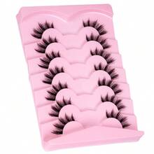 7对猫眼半条假睫毛，透明梗，3D立体轻盈，自然精致，交叉设计，适合日常佩戴和通勤。 - 黑色 - 查看 6