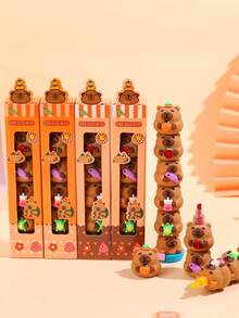 1pc 5-Color Cartoon Capybara Highlighter Pen, Student Graffiti Drawing Marker, Marking Pen, Halloween & Christmas Gift, Random Style - Multicolor - View 3