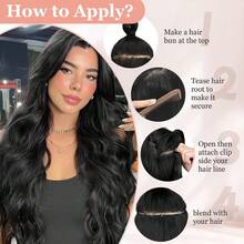 22 Inch Clip In Hair Extensions 7 PCS Long Wavy Synthetic Black Hair Extension & Natural Soft Invisible Clip Thick Hairpieces For Women Daily - Multicolor - View 10